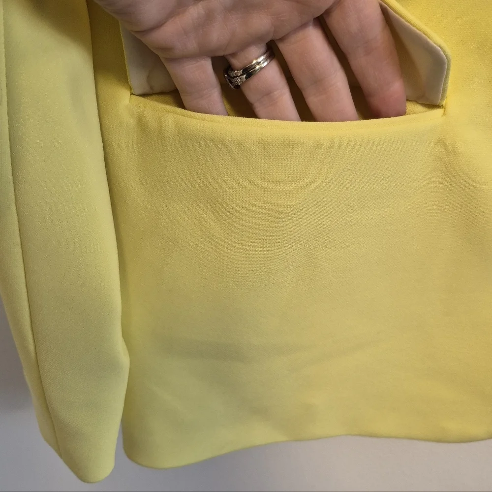 Topshop Oversized Blazer Single Breasted Lined Lemon Yellow Women's Sz 4 - Picture 5 of 11